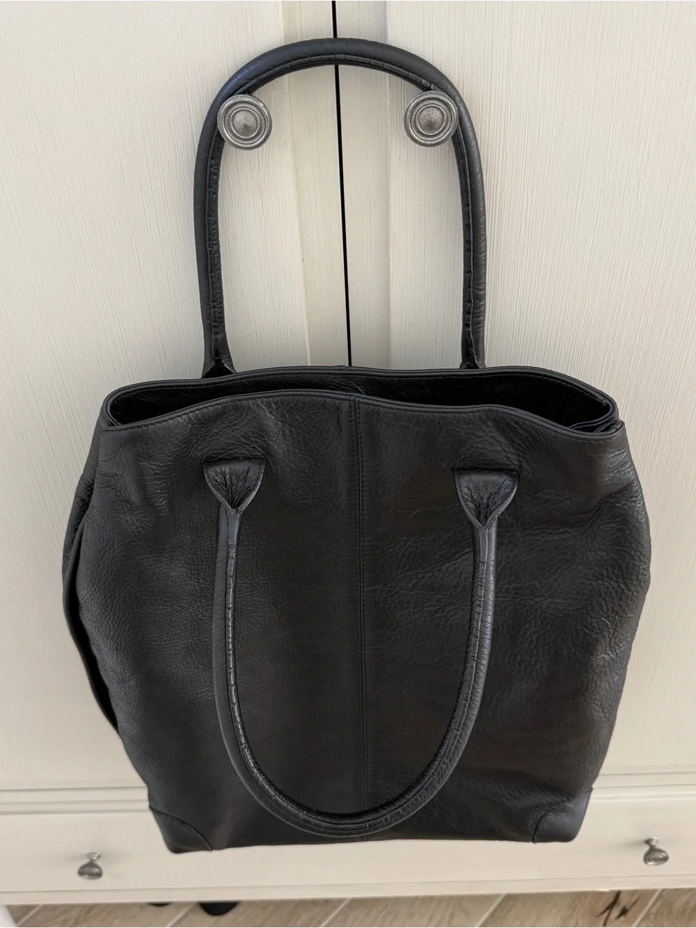 GF Ferre Leather Black Unisex Tote Bag Purse